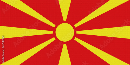 Flag of Republic of North Macedonia on a textured background. Concept collage.