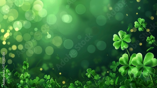4-leaf clovers celebrating St. Patrick’s Day with space for copy in green in high resolution and high sharpness. regional irish celebration concept