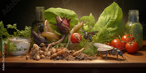 Insekten-Salat, Menü, Nahrung, Proteine, grün,