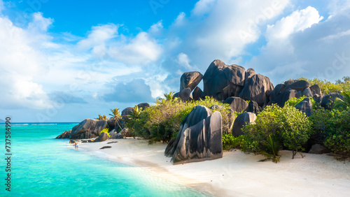 Anse Source D'Argent - the most beautiful beach of Seychelles. La Digue Island, Seychelles photo
