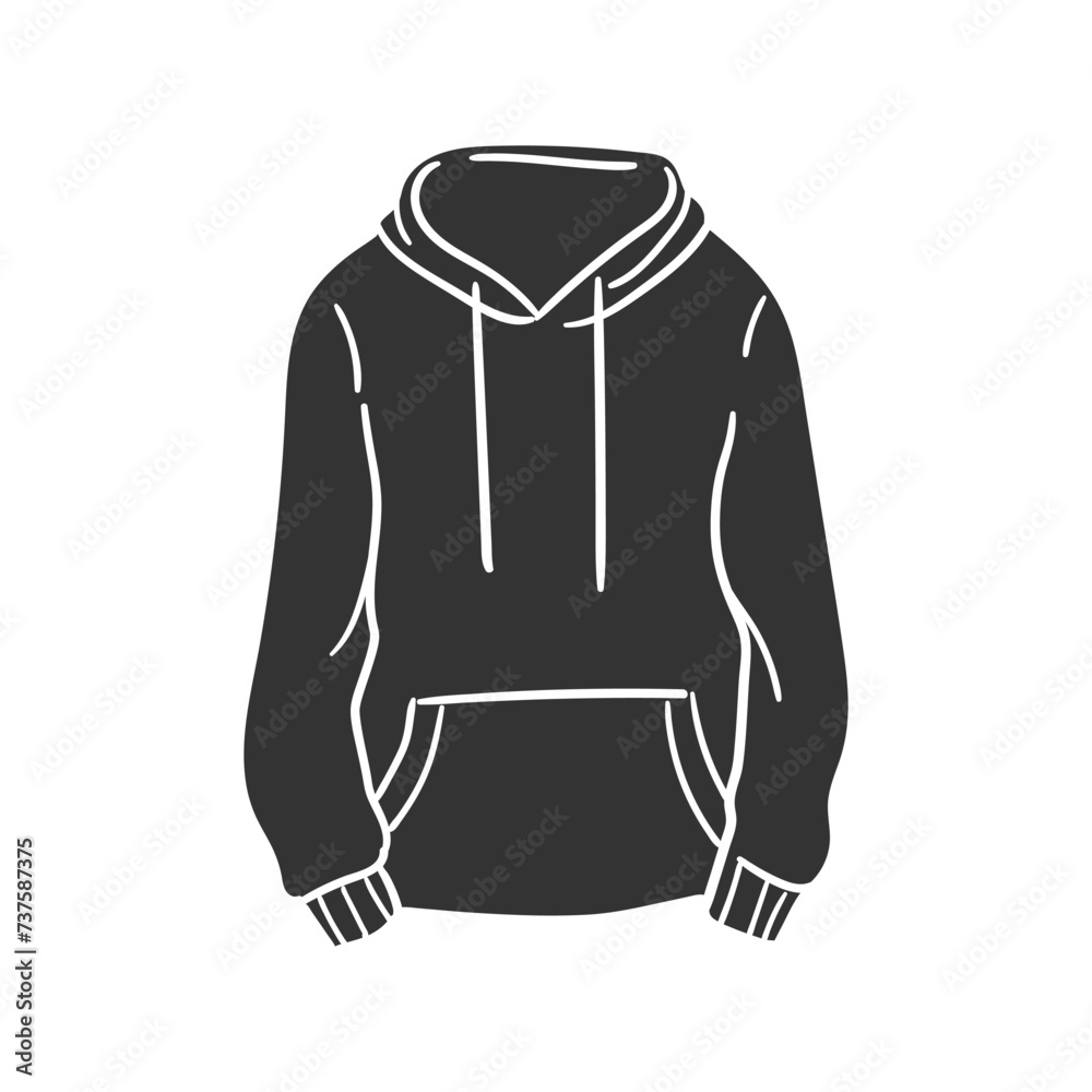 Sweater Hood Icon Silhouette Illustration. Apparel Vector Graphic Pictogram Symbol Clip Art. Doodle Sketch Black Sign. Sweater Hood Icon Silhouette Illustration. Apparel Vector Graphic Pictogram Symbol Clip Art. Doodle Sketch Black Sign.