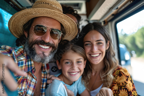  familia disfrutando de un viaje en autocaravana eléctrica, resaltando la movilidad sostenible en el turismo © Julio
