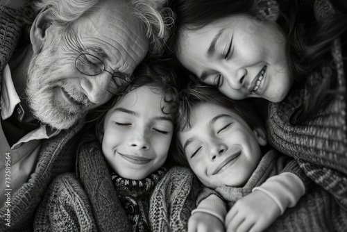  familia multigeneracional abrazándose, resaltando la conexión y el amor photo