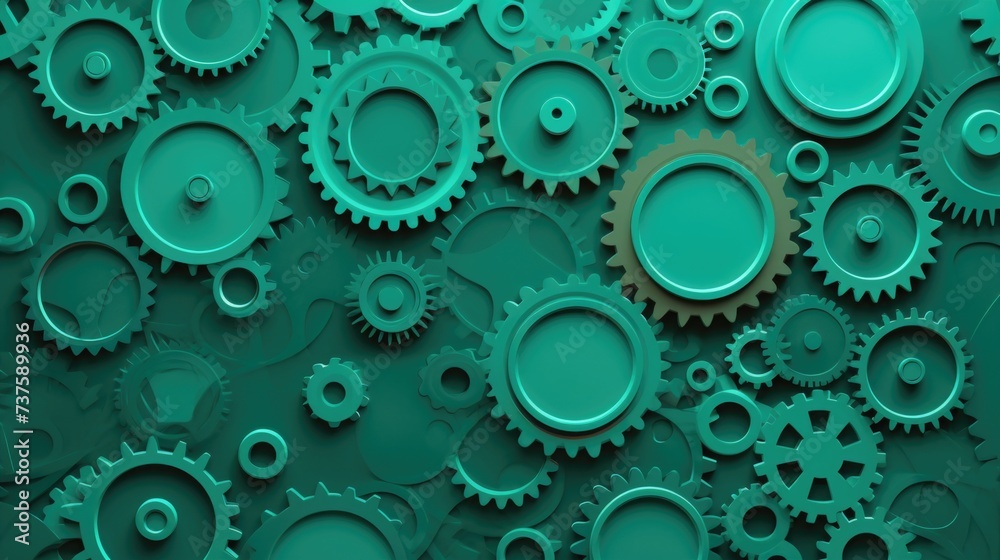 Gears Background in Sea Green color. Gears Background in Sea Green color.