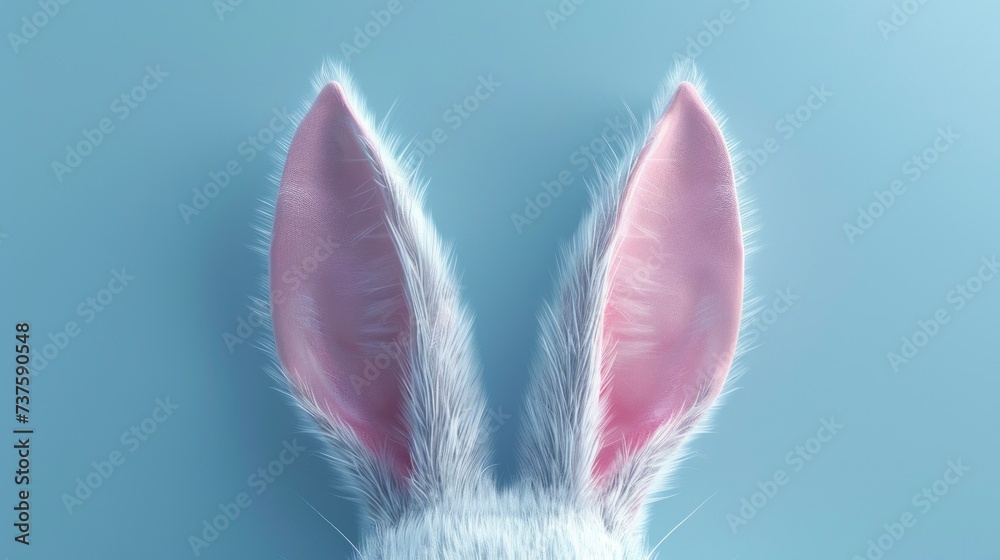 Happy Easter day rabbit on blue background in 3d in high definition Happy Easter day rabbit on blue background in 3d in high definition