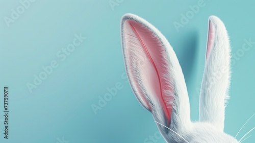 Happy Easter day rabbit on blue background in 3D in high definition and quality. concept illustration, drawing, caricature