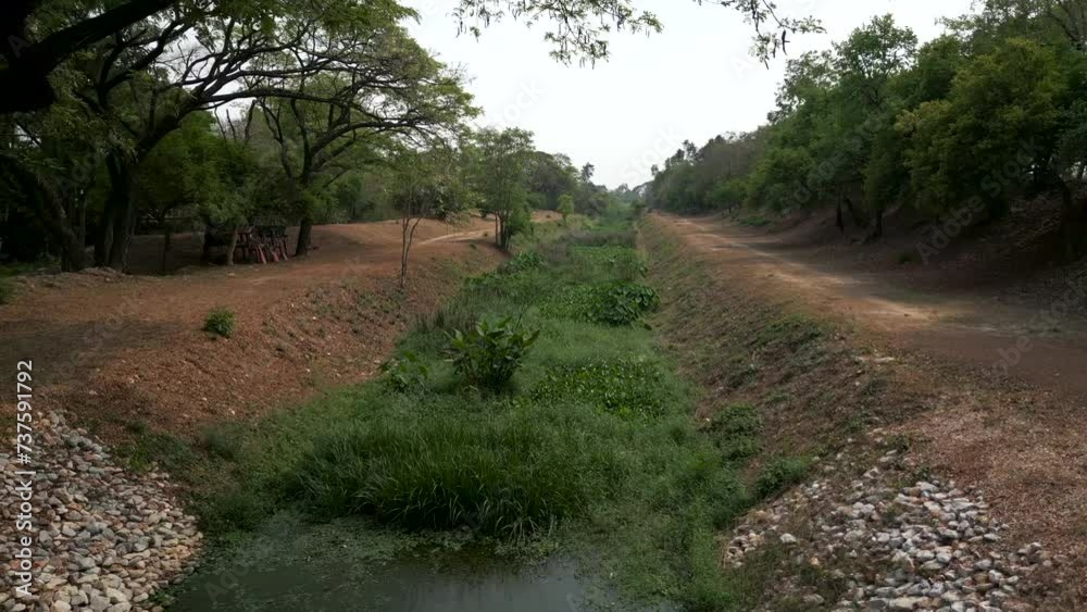 Drone follows riverbed in Thailand Drone follows riverbed in Thailand