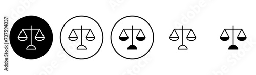Scales icon set . Law scale icon. Justice sign