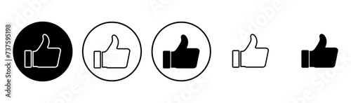 Thumbs up icon set. Hand like. Like icon vector.