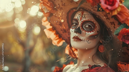 beautiful mexican woman with painted face © Marco