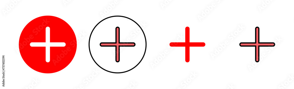 Plus Icon set illustration. Add plus sign and symbol Plus Icon set illustration. Add plus sign and symbol