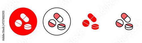 Pills icon set illustration. capsule icon. Drug sign and symbol