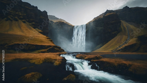 Waterfall lagoon iceland 