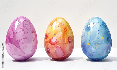 Set of easter eggs on white background. Easter illustration