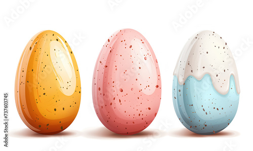  Cute cartoon easter eggs collection, Happy easter illustration.