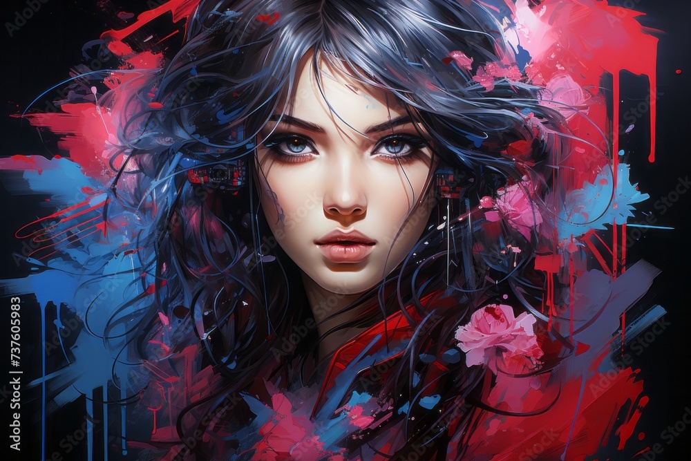 Cg artwork of a fictional character with long hair and flowers in her hair