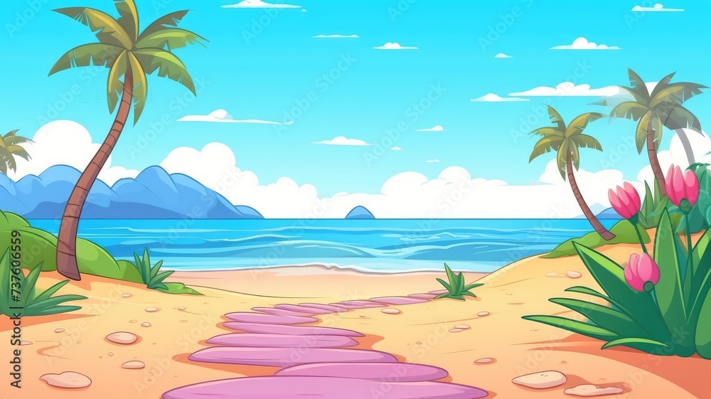 cartoon illustration beach vacation background