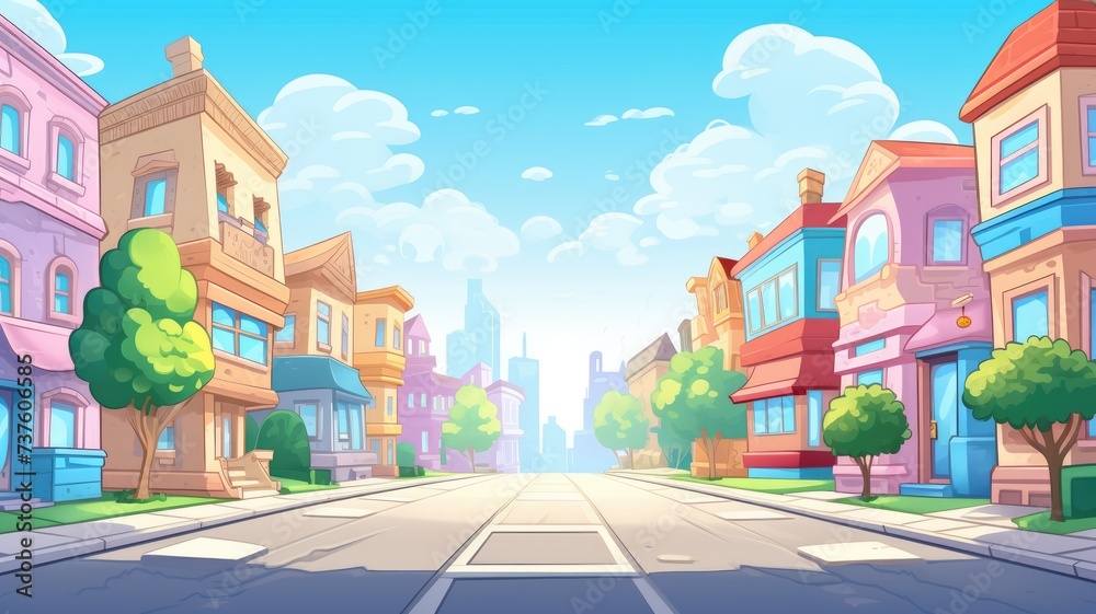 cartoon illustration of city street