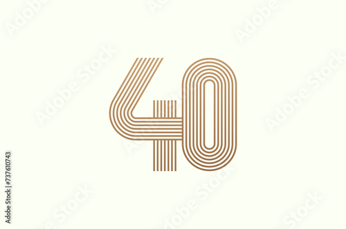 Number 40 Logo. Monogram Number 40 logo multi line style. usable for business logos and anniversary. flat design logo template. vector illustration	