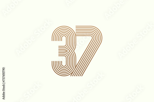 Number 37 Logo. Monogram Number 37 logo multi line style. usable for business logos and anniversary. flat design logo template. vector illustration	