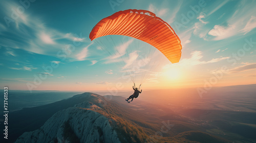 paragliding in the sunset