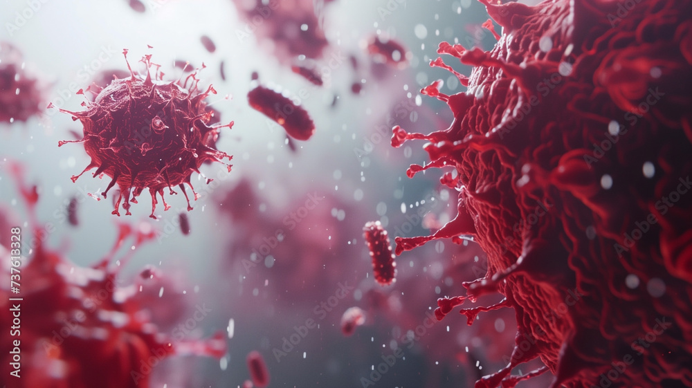 Covid-19 virus in blood plasma battling with an immune system