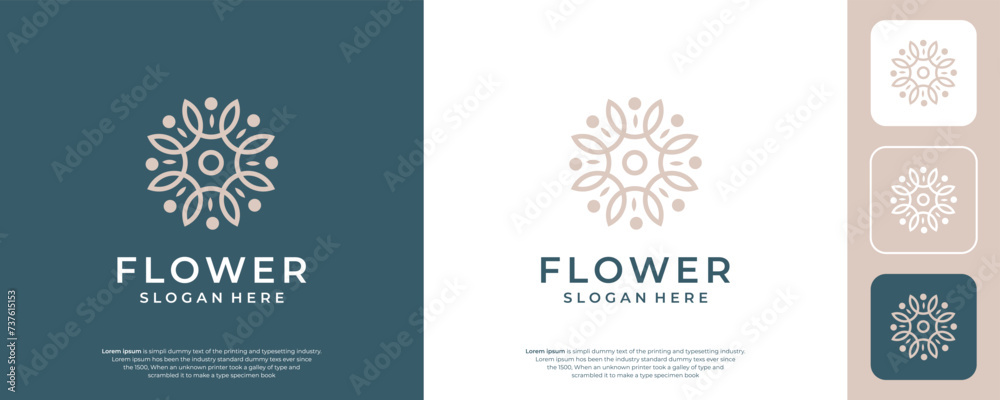 Abstract elegant flower logo icon design. Universal creative premium symbol.