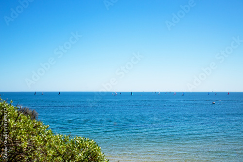 sailboats on a horisont in the ocean