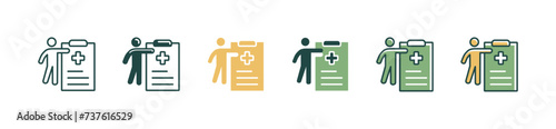 medical check-up report icon set with people and clipboard health diagnosis prescription paper vector illustration