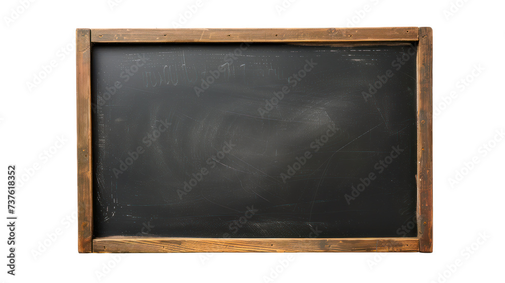 Empty black chalkboard with wooden frame, cut out - stock png. Empty black chalkboard with wooden frame, cut out - stock png.