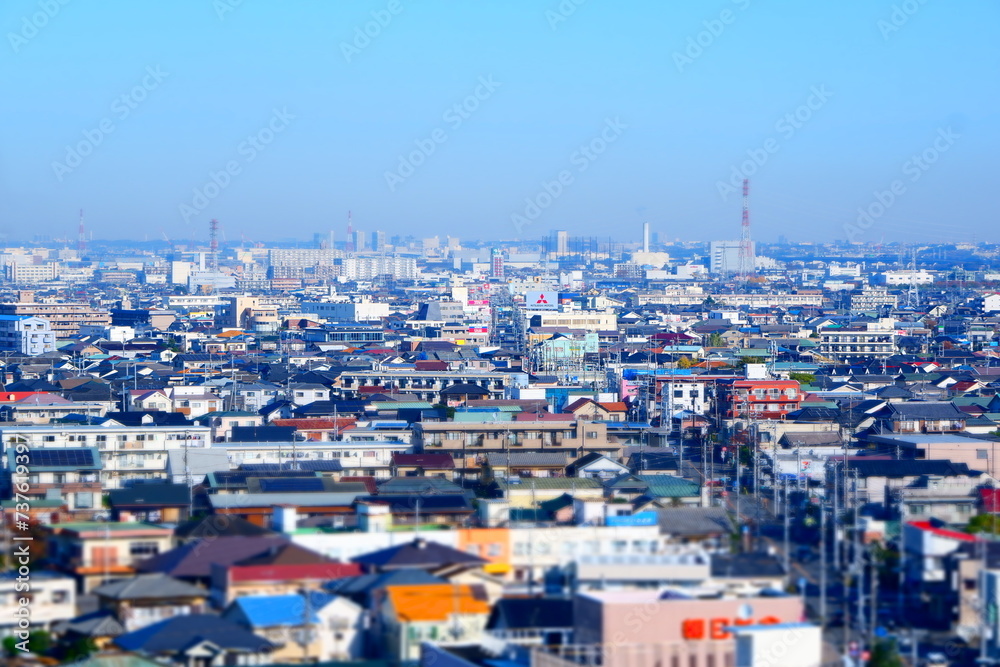 日本の町の住宅街の風景