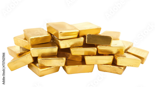 Stacked gold bars reflecting wealth and investment, cut out - stock png.