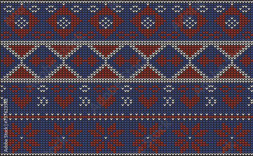 
White and blue knitting fabric textile pattern. Abstract geometric line seamless graphic stripes drawing knit patterns clothing background. Modern design line graphic embroidery style. Vector 