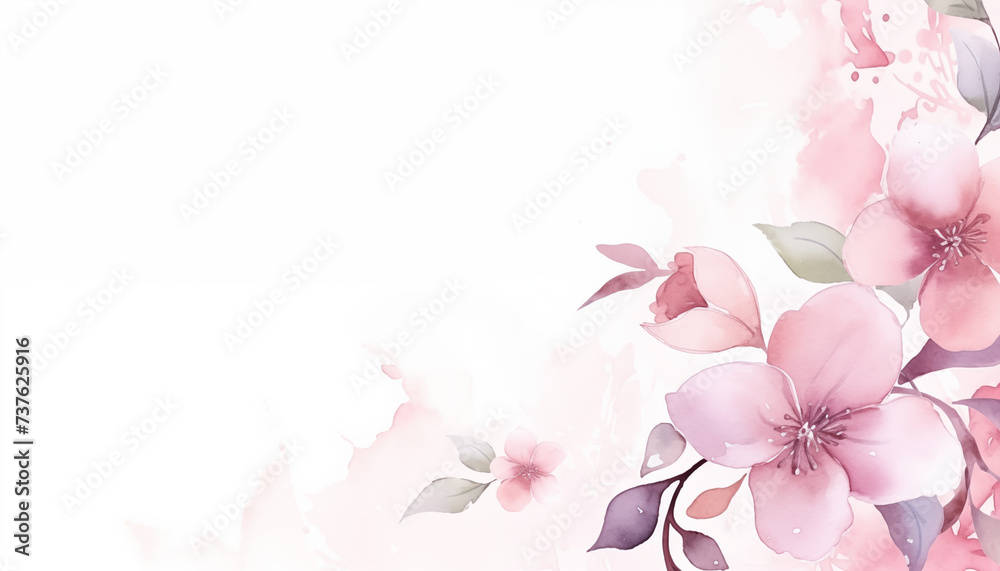 pink flowers watercolor illustration