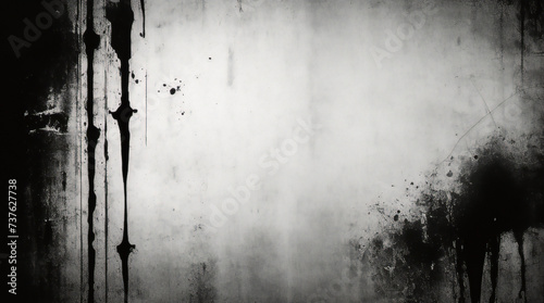 Vintage grunge monochrome background. Rough painted wall of black and white color. Imperfect plane of grayscale grungy. Uneven old decorative backdrop. Texture of black-white.