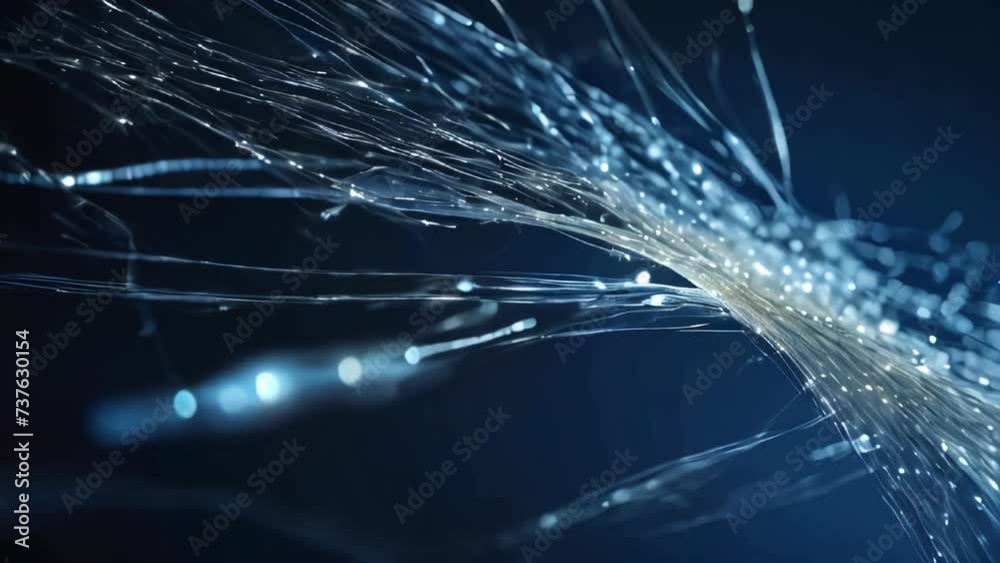 A bundle of fiber optics emitting bluish-white light radiating outward in the darkness.
A bundle of fiber optics emitting bluish-white light radiating outward in the darkness.