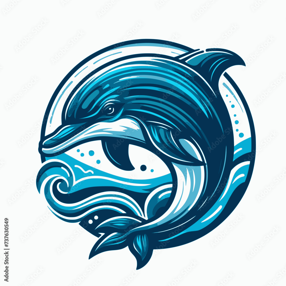 Fototapeta premium dolphin jumping illustration