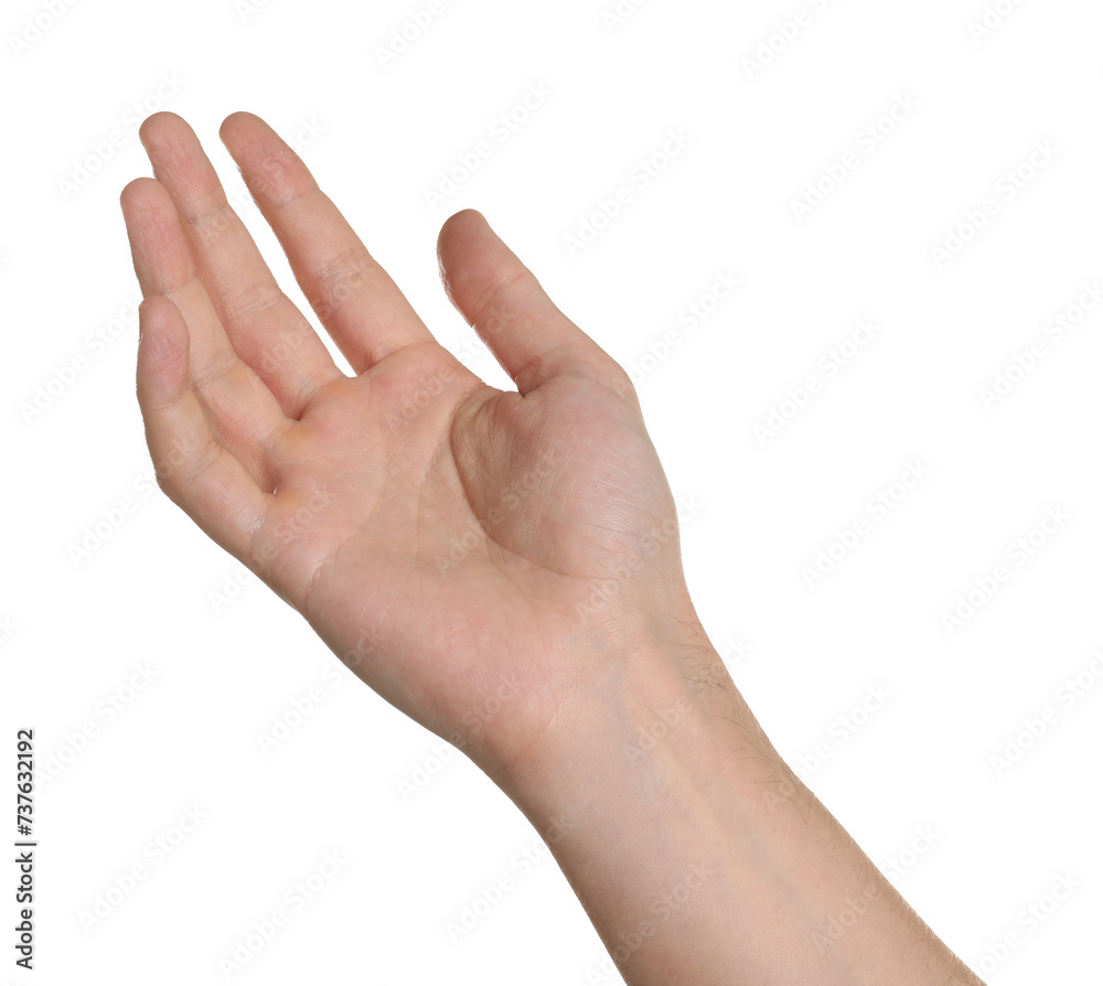 Freedom concept. Man showing his hand on white background, closeup Freedom concept. Man showing his hand on white background, closeup