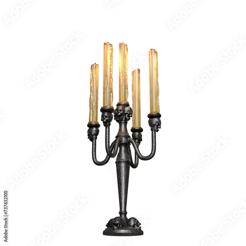 3d render gothic candle holder isolated