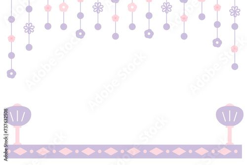 パープル系の雛飾りのイラストフレーム