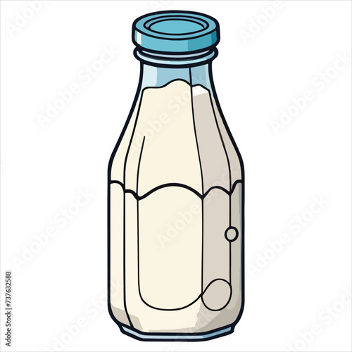 vector of milk in bottle