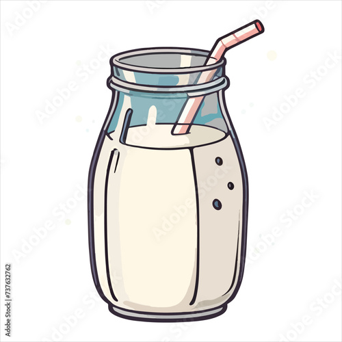 vector of milk in bottle