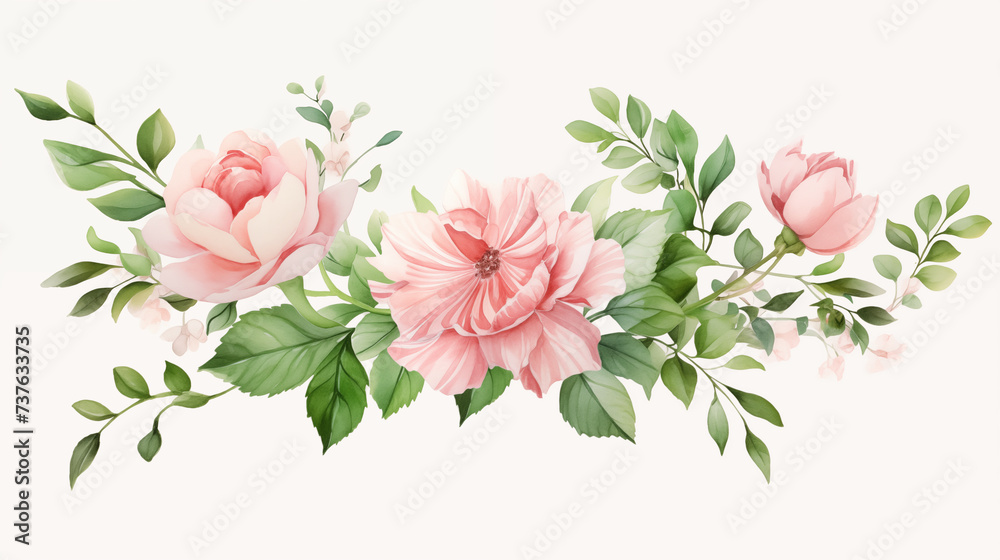 pink flowers watercolor 