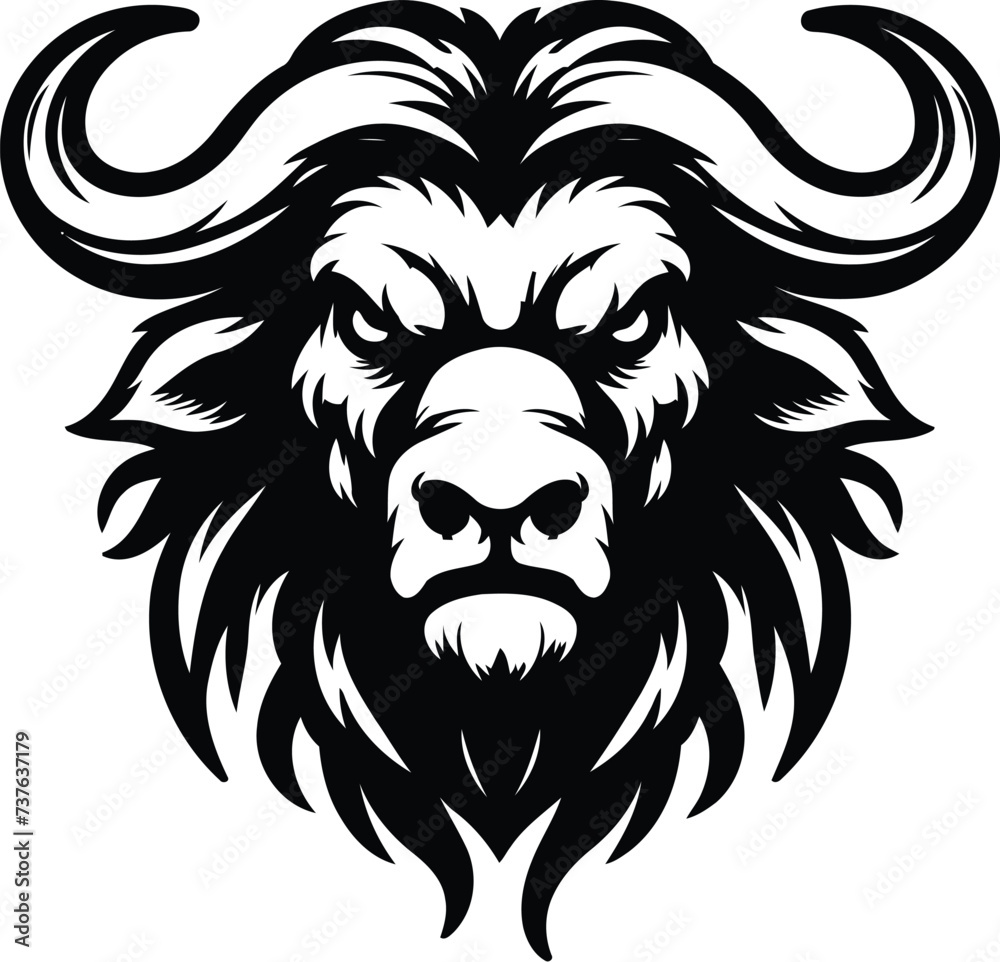 Obraz premium bull, buffalo, bison head, animal mascot illustration,