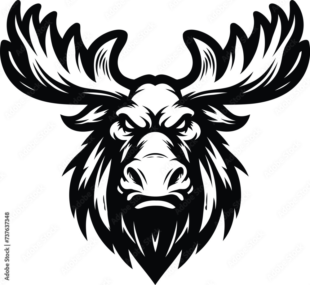 moose, reindeer, deer, antler head, animal mascot illustration,

