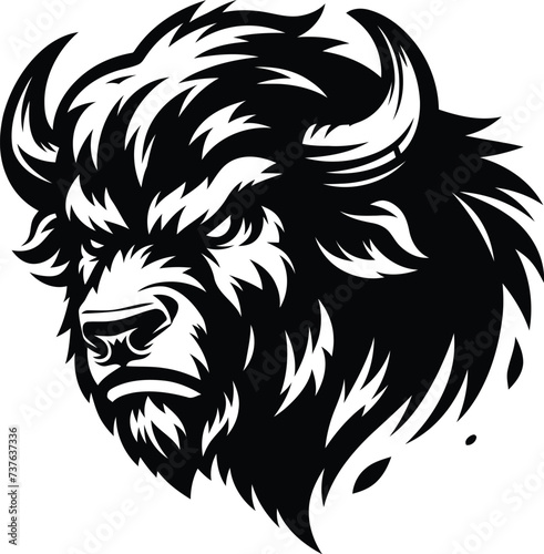 bull, buffalo, bison head, animal mascot illustration,

