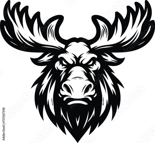 moose, reindeer, deer, antler head, animal mascot illustration,


