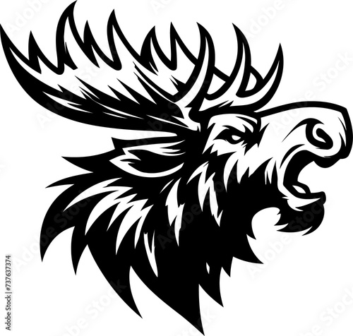 moose, reindeer, deer, antler head, animal mascot illustration