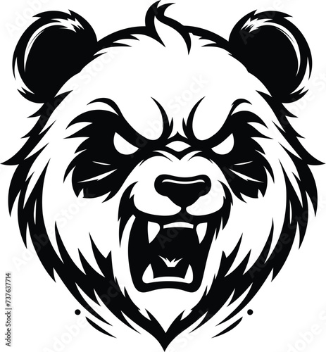 panda head, animal mascot illustration,

