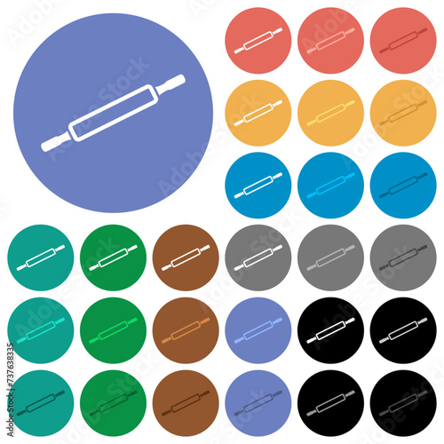 Rolling pin outline round flat multi colored icons